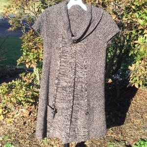 Stand one button Collar knit Short Sleeve Sweater Dress